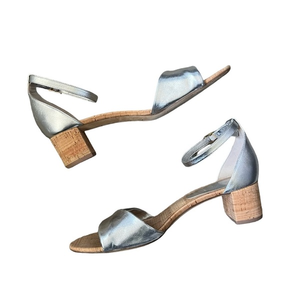 Diane Von Furstenberg FLORENCE METALLIC NAPPA LEATHER SANDALS IN SILVER Size 11 - Picture 6 of 12